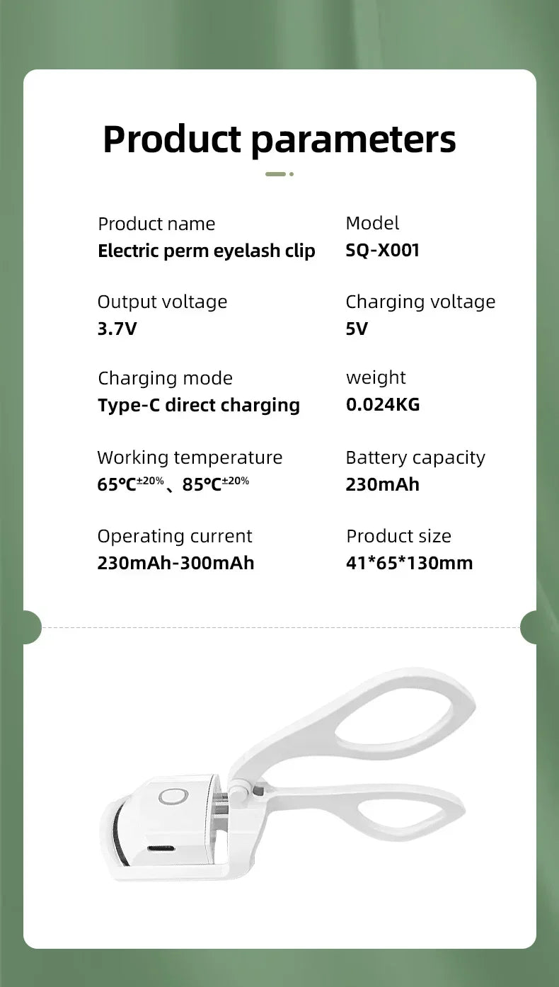 Curvador de Cílios Elétrico USB - Aquecimento Rápido, Portátil e Duradouro