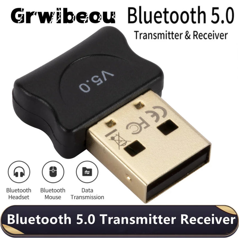 Adaptador Bluetooth 5.0 Sem Fio USB - Receptor e Transmissor de Áudio para Computador e Laptop**