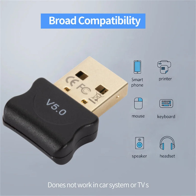 Adaptador Bluetooth 5.0 Sem Fio USB - Receptor e Transmissor de Áudio para Computador e Laptop**