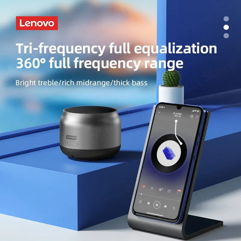 Caixa de Som Bluetooth Lenovo K30 Portátil e à Prova d'Água, com Som Surround e Potente Bass, Ideal para Passeios ao Ar Livre. Com Microfone Integrado e Conexão USB.