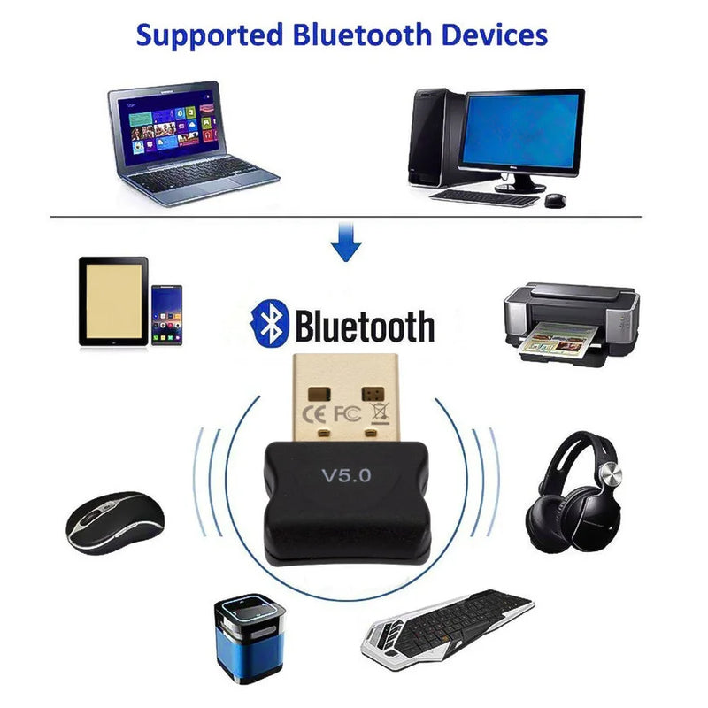 Adaptador Bluetooth 5.0 Sem Fio USB - Receptor e Transmissor de Áudio para Computador e Laptop**