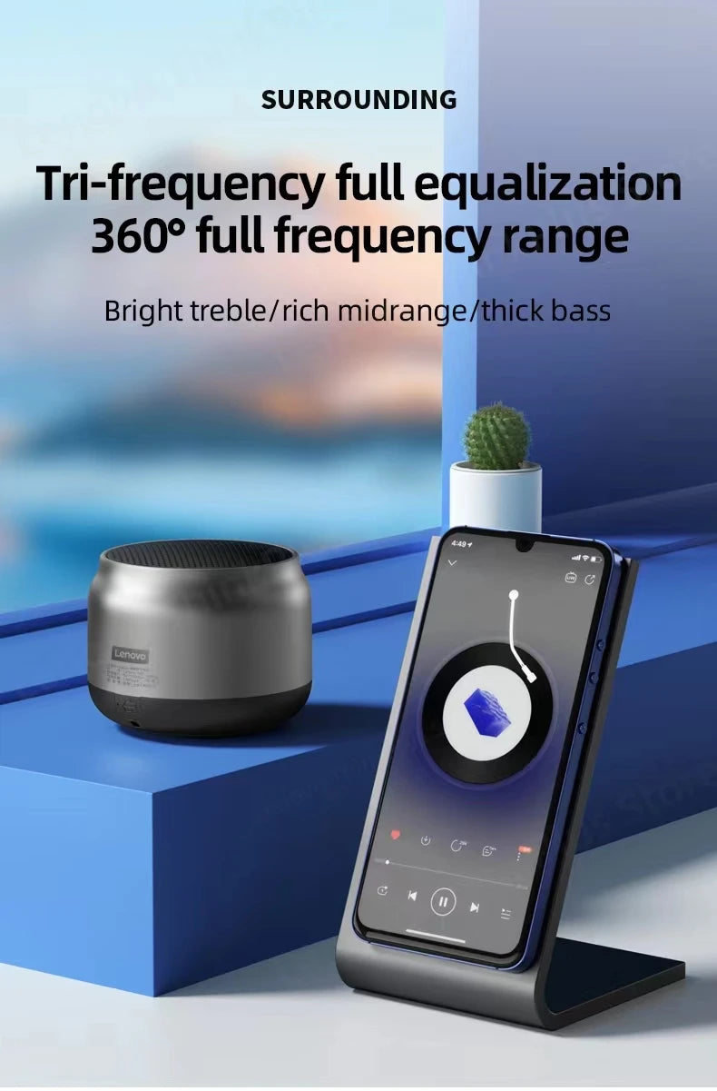 Caixa de Som Bluetooth Lenovo K30 Portátil e à Prova d'Água, com Som Surround e Potente Bass, Ideal para Passeios ao Ar Livre. Com Microfone Integrado e Conexão USB.