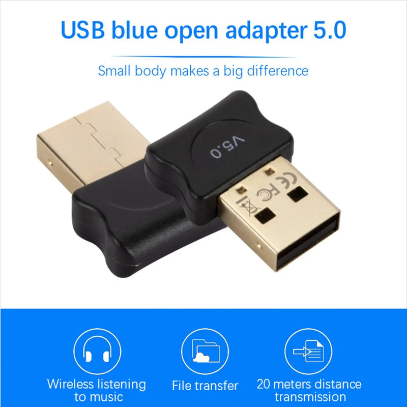 Adaptador Bluetooth 5.0 Sem Fio USB - Receptor e Transmissor de Áudio para Computador e Laptop**