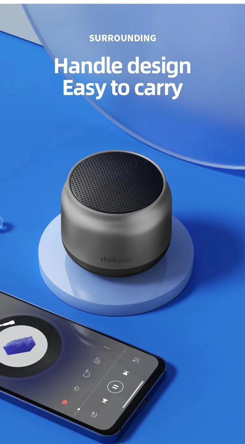 Caixa de Som Bluetooth Lenovo K30 Portátil e à Prova d'Água, com Som Surround e Potente Bass, Ideal para Passeios ao Ar Livre. Com Microfone Integrado e Conexão USB.