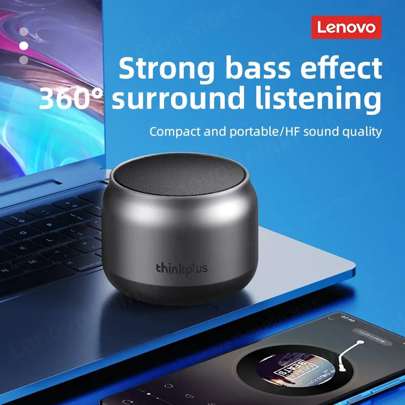 Caixa de Som Bluetooth Lenovo K30 Portátil e à Prova d'Água, com Som Surround e Potente Bass, Ideal para Passeios ao Ar Livre. Com Microfone Integrado e Conexão USB.