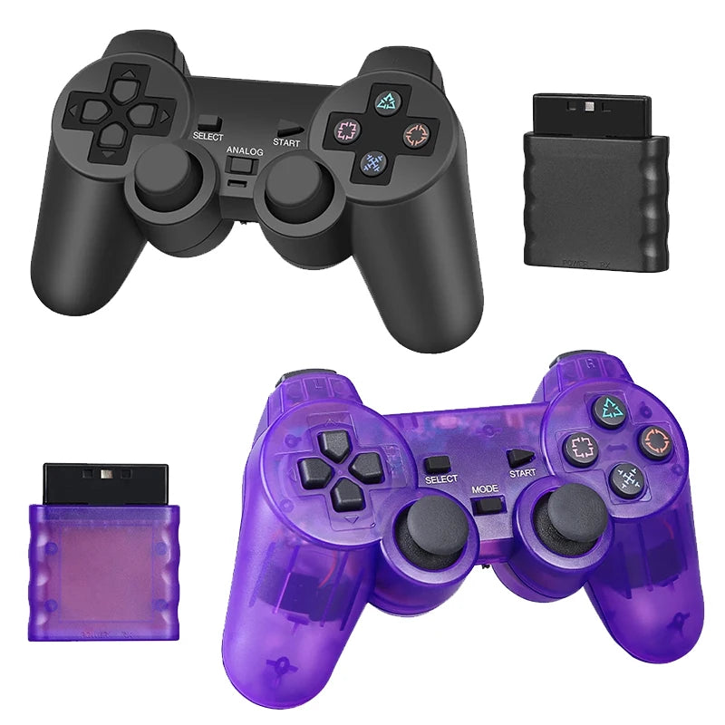 Controle Wireless 2.4G para PS2 com Vibração Dupla e Conexão USB para PC